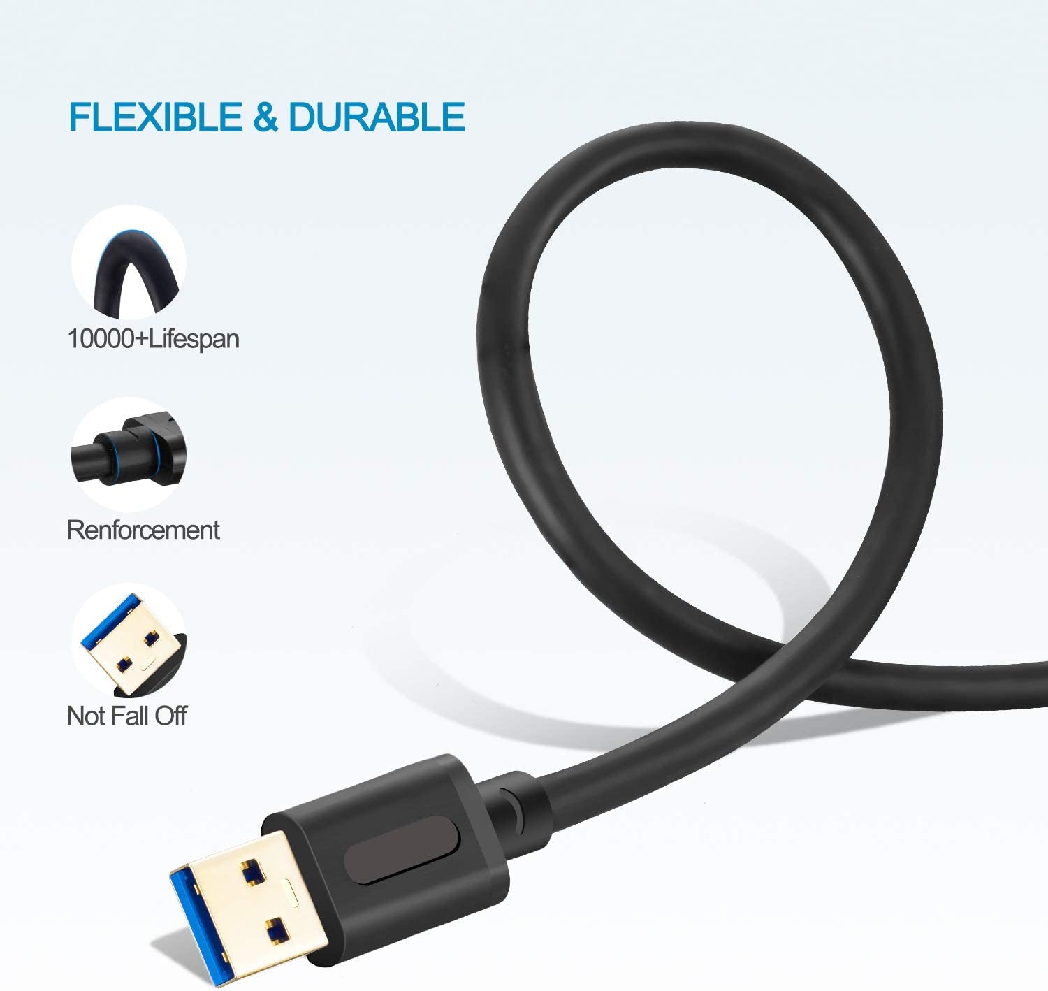 USB 3.0 Male to Male Cable 6Ft,Usb to USB Cable with Gold-Plated Connector for Hard Drive Enclosures, DVD Player, Laptop Cooler (6Ft/1.8M)