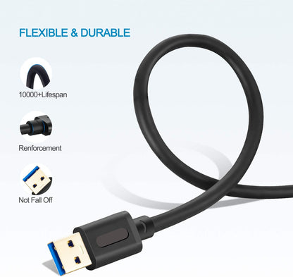 USB 3.0 Male to Male Cable 25Ft,Usb to USB Cable with Gold-Plated Connector for Hard Drive Enclosures, DVD Player, Laptop Cooler(25Ft/8M)