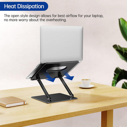 LS10 Aluminum Laptop Stand, Ergonomic Adjustable Notebook Tablet Stand, Computer Holder Compatible with Air, Pro, Dell, HP, Lenovo More 10-14" Laptops, Black