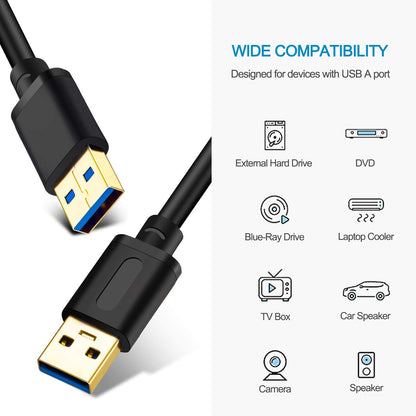 USB 3.0 Male to Male Cable 25Ft,Usb to USB Cable with Gold-Plated Connector for Hard Drive Enclosures, DVD Player, Laptop Cooler(25Ft/8M)
