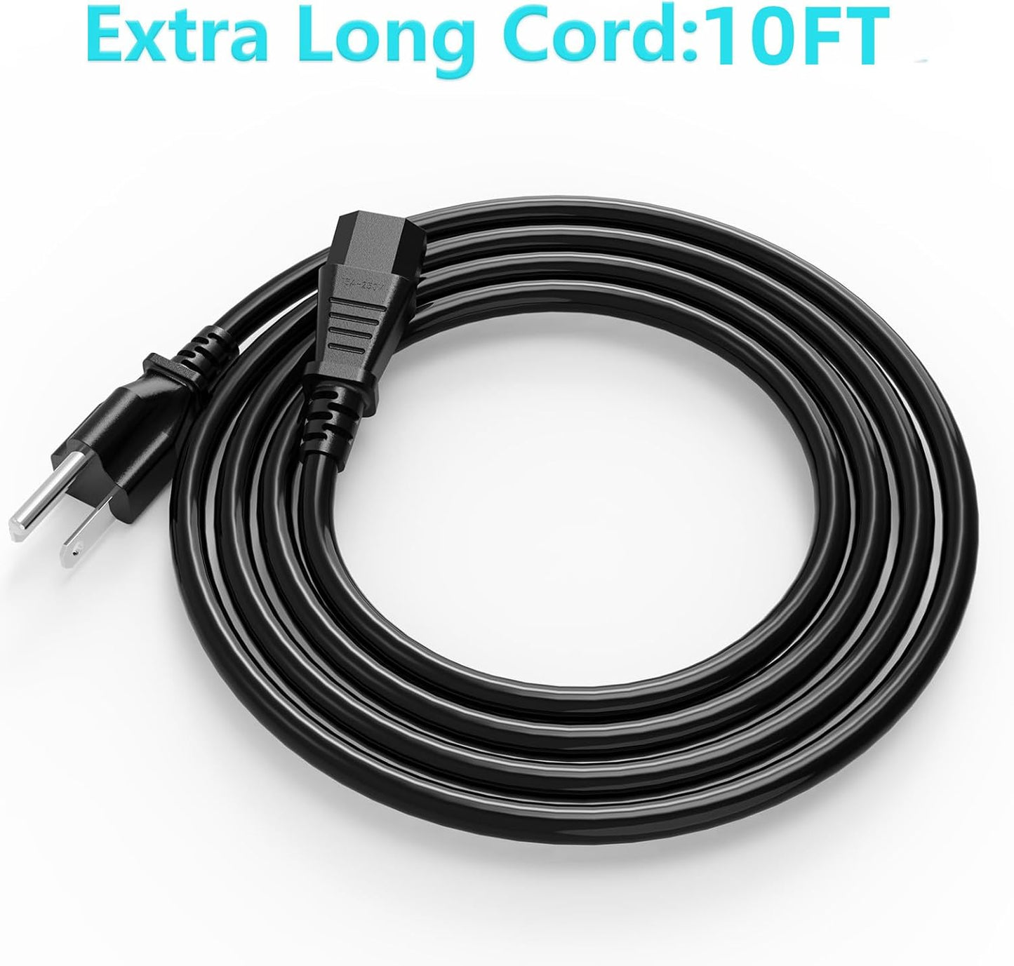 18 AWG Power Cable NEMA 5-15P to IEC320C13 for Computer Monitor TV Replacement 3 Prong Power Cord (10FT)
